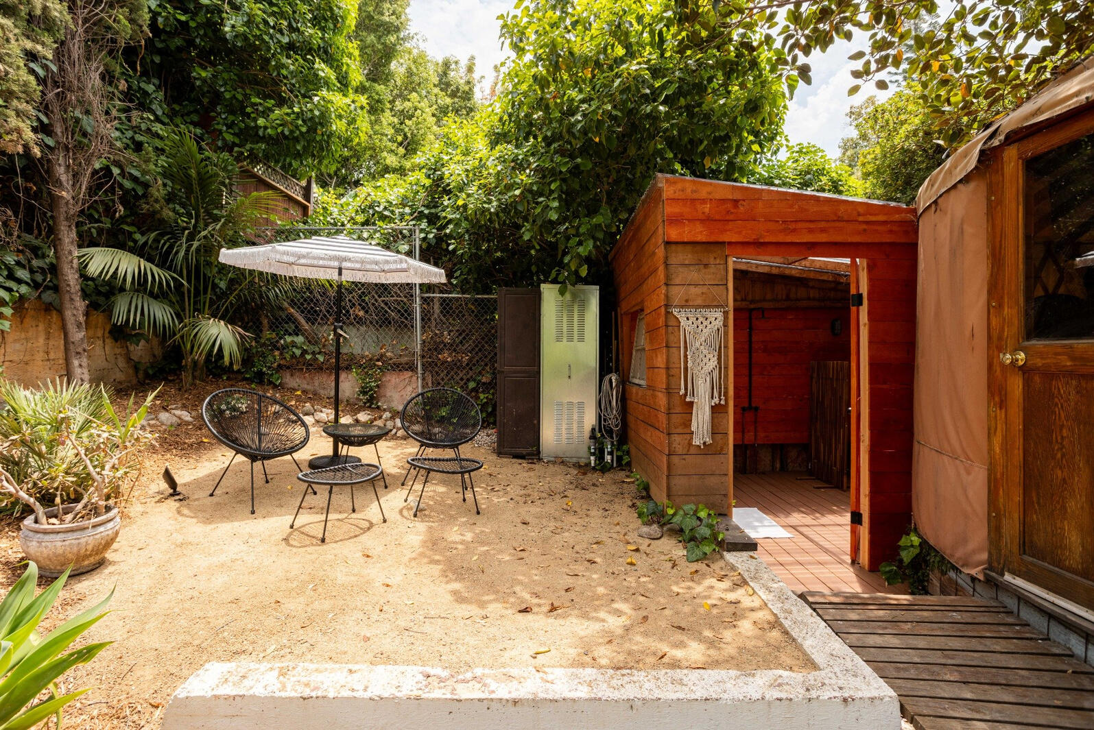 Entrance to bathroom and outdoor lounge area